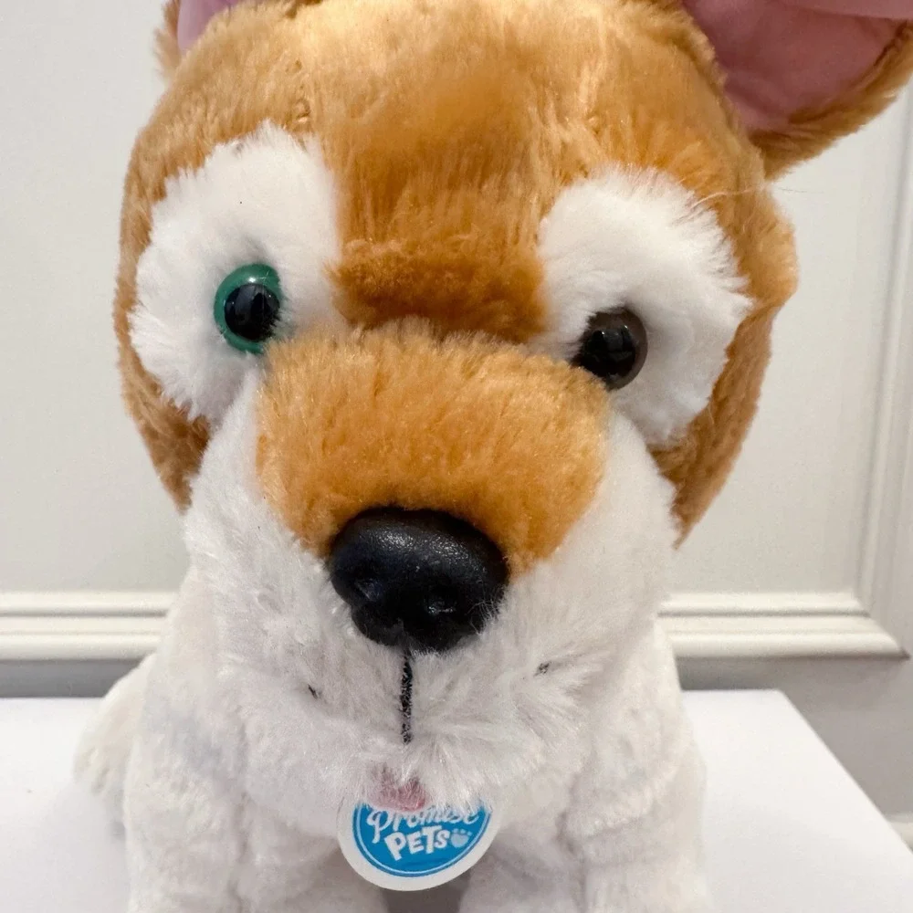 Promise Pets Build A Bear Brown‎ White Dog Plush Green Brown Eyes Heterochromia